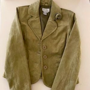 Vintage Light Green Suede Leather Jacket